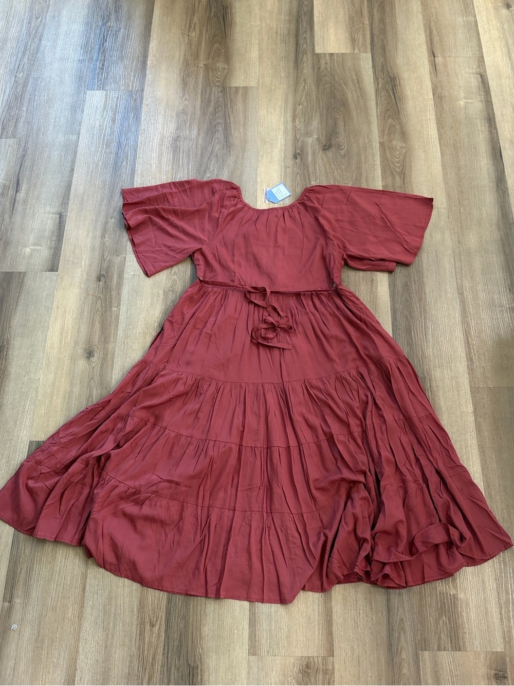 NWT April Cornell Muse Dress in Wine Red Floral Midi Tie Back Tiered Size Medium - Picture 5 of 14